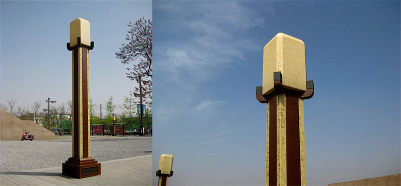 東莞七度照明仿古中式仿云石立柱景觀燈安裝效果圖