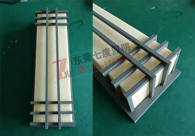 600mm高方形仿云石墻壁燈成品實拍圖片