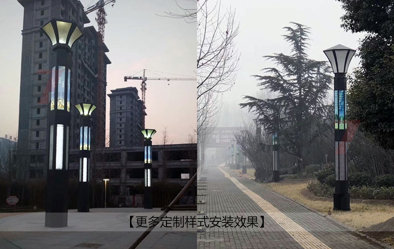 (QDJGDZ-023)六邊發光園林立柱景觀燈定制款公園安裝效果實景